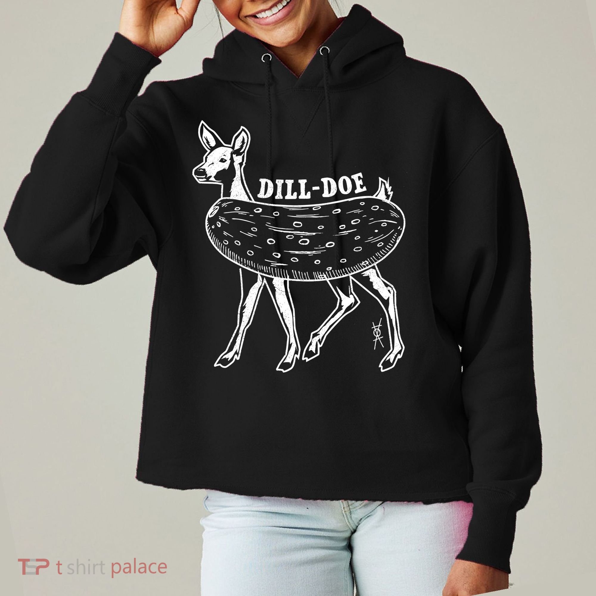 Dill Doe Funny Inappropriate Party Naughty Reindeer She Ladies Heavyweight Boxy Pullover Hoodie
