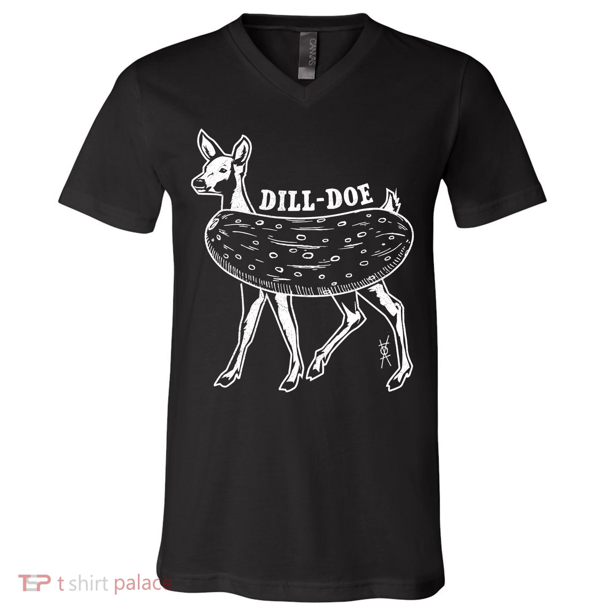 Dill Doe Funny Inappropriate Party Naughty Reindeer She V-Neck T-Shirt