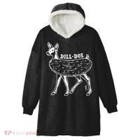 Dill Doe Funny Inappropriate Party Naughty Reindeer She Hooded Wearable Blanket thumb 0