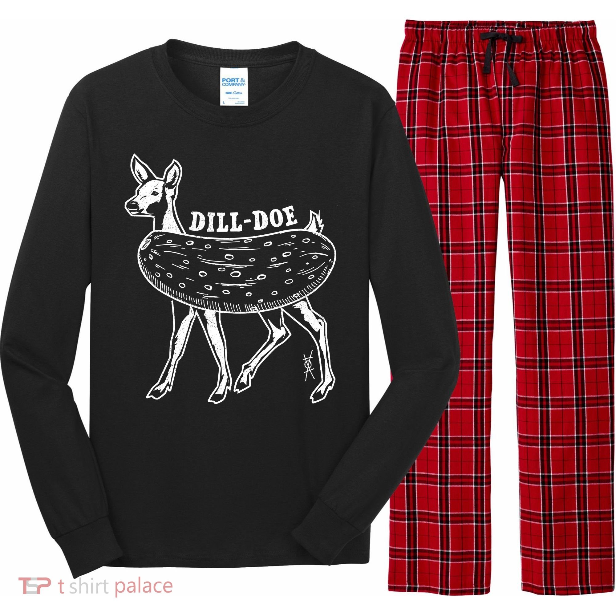 Dill Doe Funny Inappropriate Party Naughty Reindeer She Long Sleeve Pajama Set