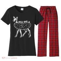 Dill Doe Funny Inappropriate Party Naughty Reindeer She Women's Flannel Pajama Set thumb 0
