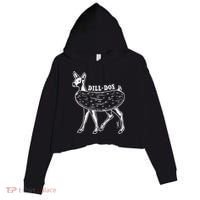 Dill Doe Funny Inappropriate Party Naughty Reindeer She Crop Fleece Hoodie thumb 0