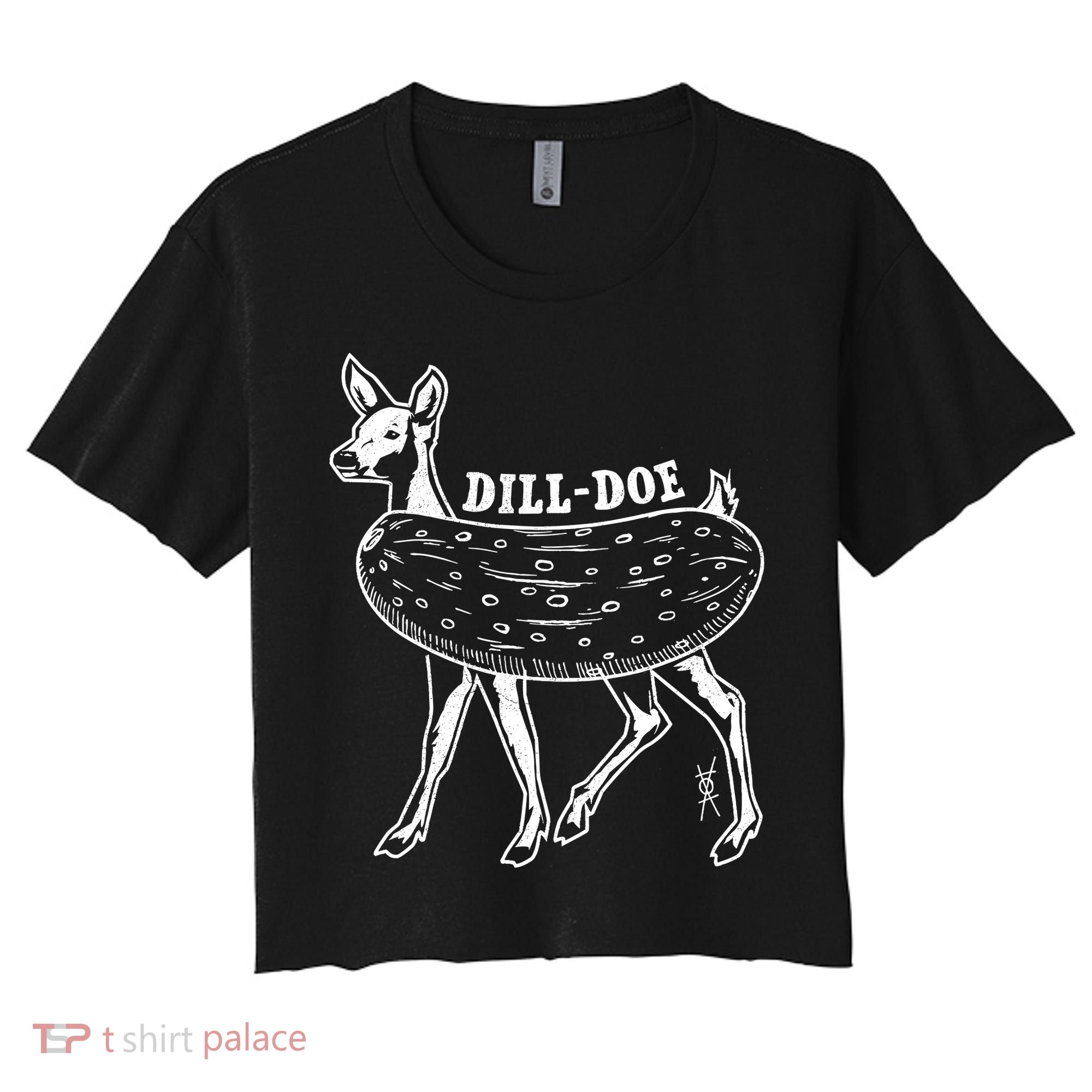 Dill Doe Funny Inappropriate Party Naughty Reindeer She Women's Crop Top Tee