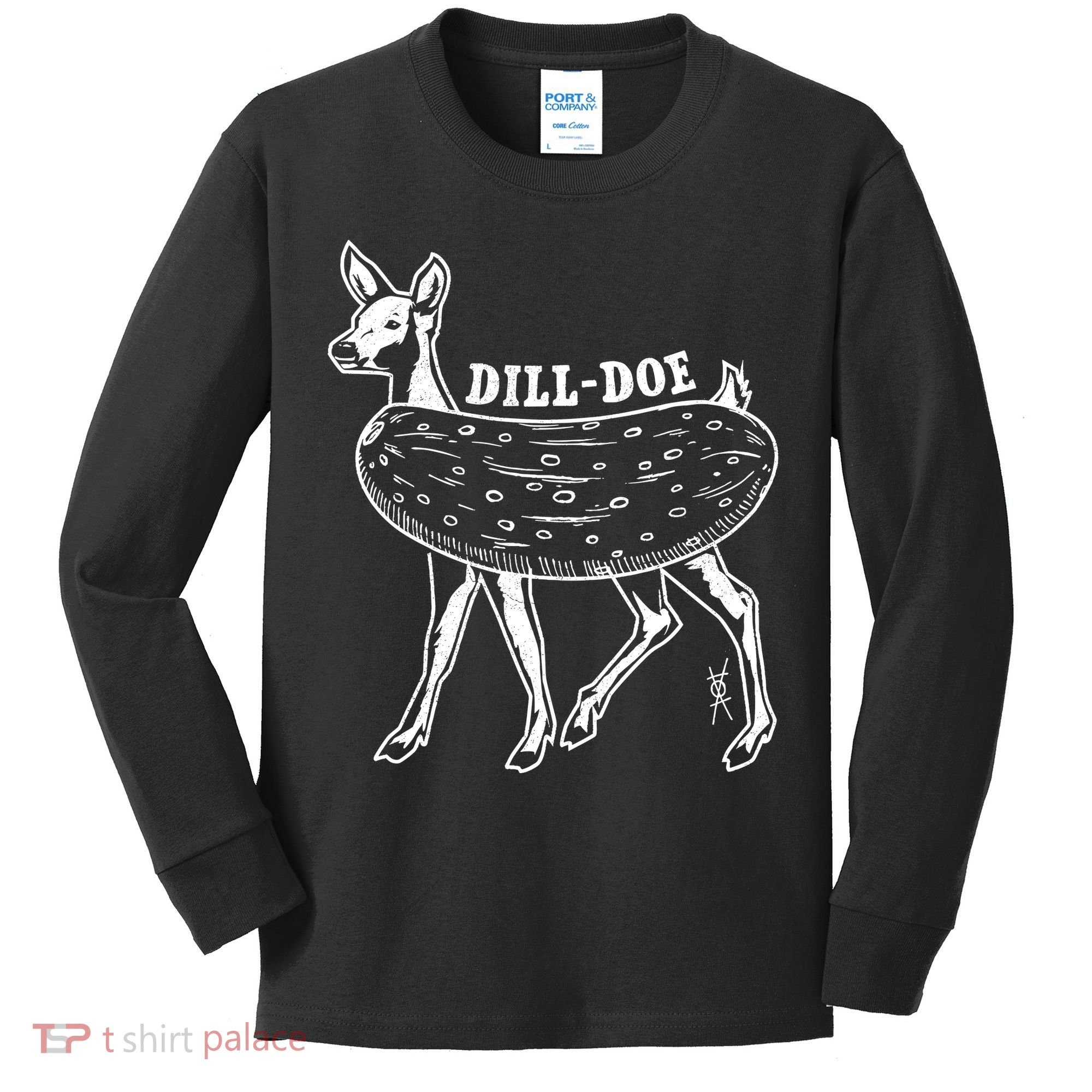 Dill Doe Funny Inappropriate Party Naughty Reindeer She Kids Long Sleeve Shirt