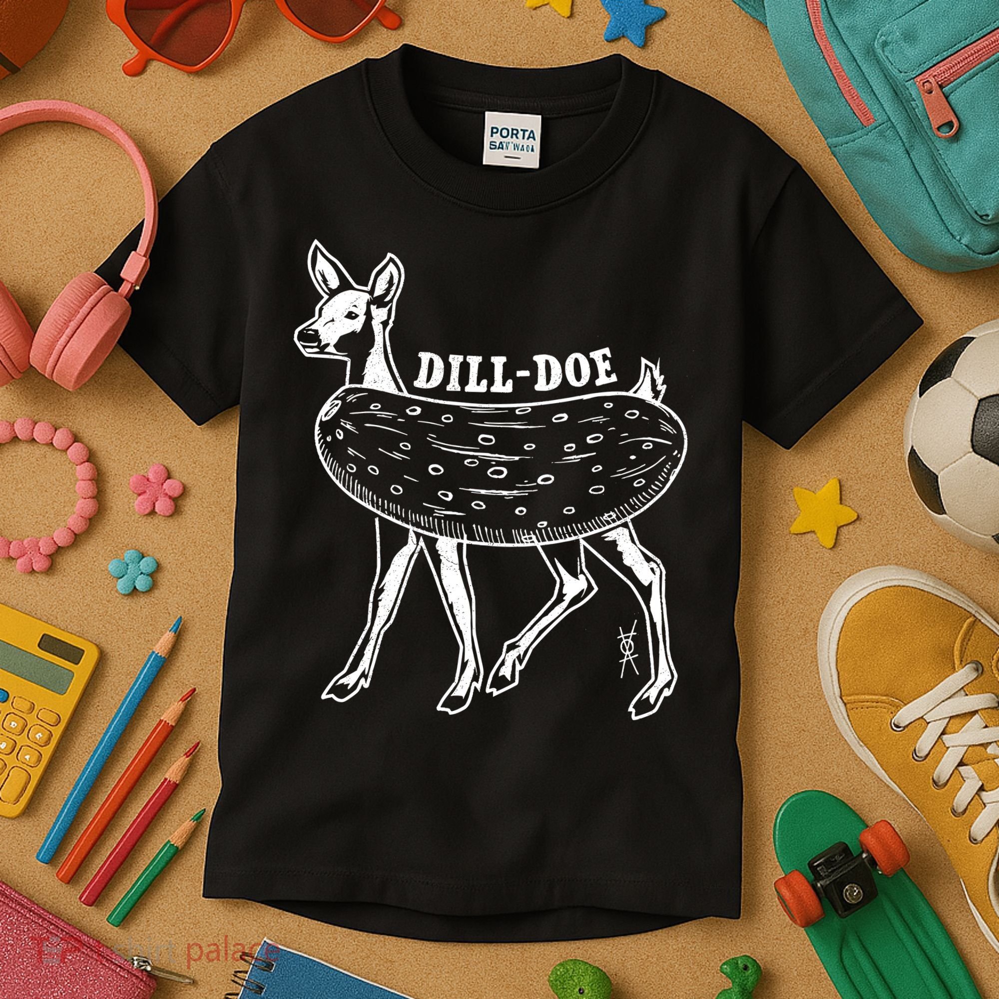 Dill Doe Funny Inappropriate Party Naughty Reindeer She Kids T-Shirt