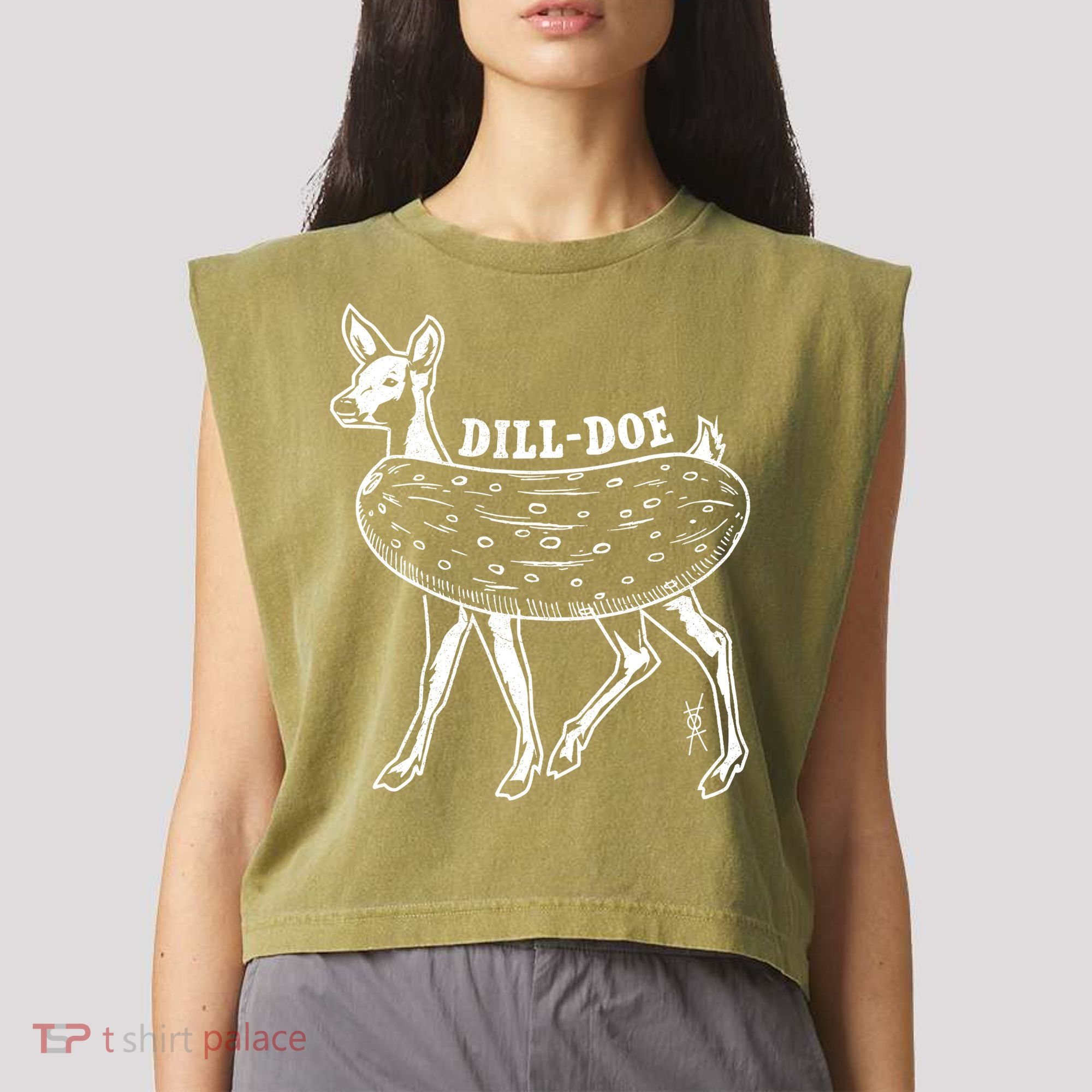 Dill Doe Funny Inappropriate Party Naughty Reindeer She Garment-Dyed Women's Muscle Tee