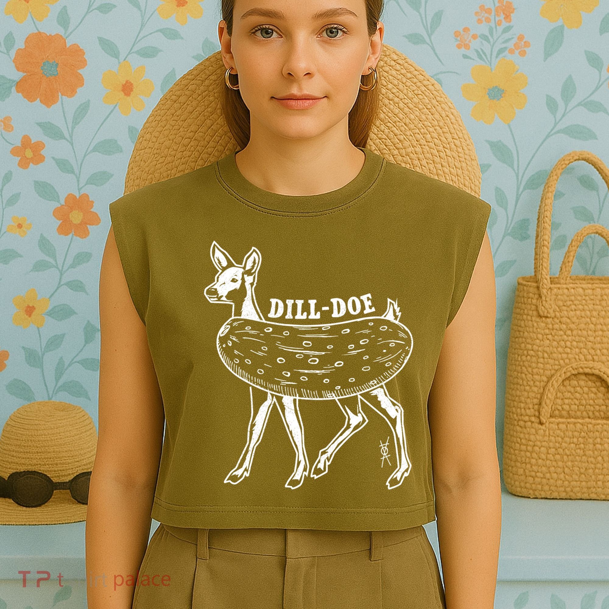 Dill Doe Funny Inappropriate Party Naughty Reindeer She Garment-Dyed Women's Muscle Tee
