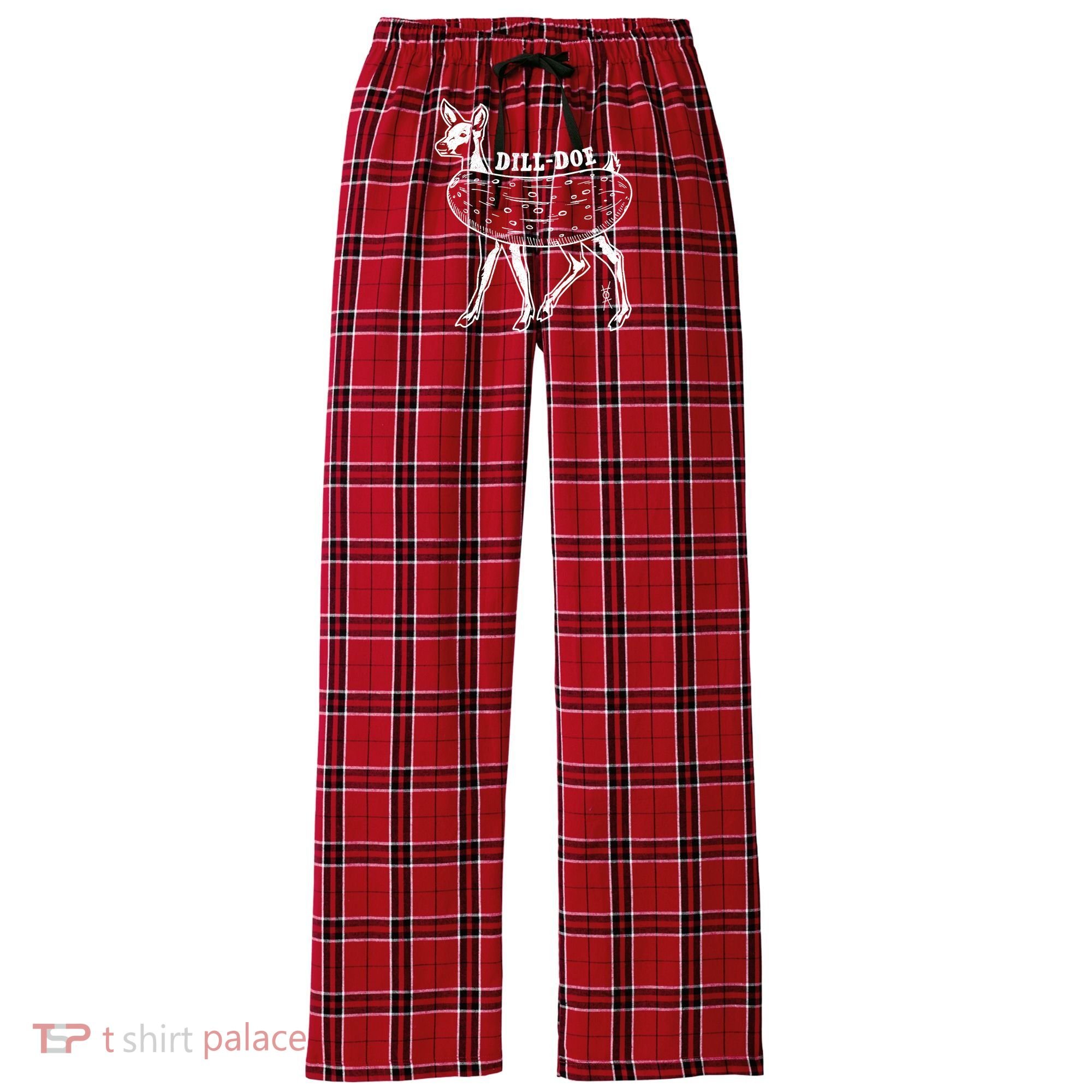 Dill Doe Funny Inappropriate Party Naughty Reindeer She Women's Flannel Plaid Pajama Pants