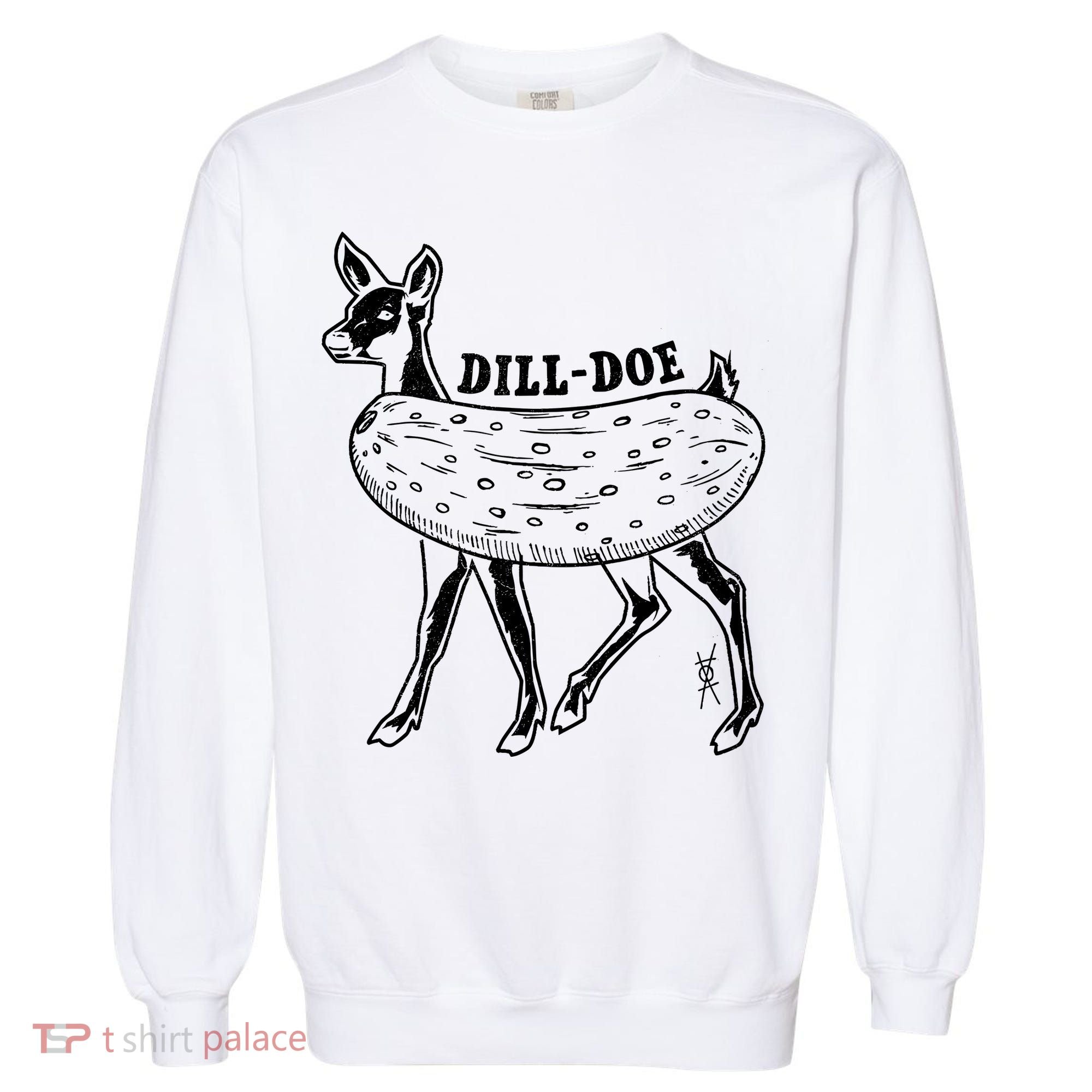 Dill Doe Funny Inappropriate Party Naughty Reindeer She Garment-Dyed Sweatshirt