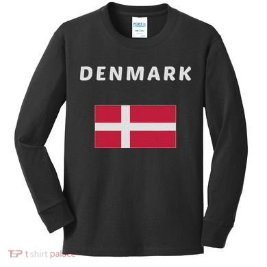 Denmark Danish Flag Souvenir Gift Copenhagen Kids Long Sleeve Shirt