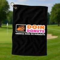 Doin Donuts Funny Burnout Racing Car Enthusiast Golf Towel thumb 1