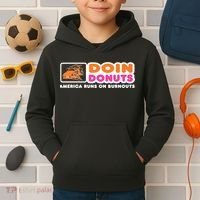 Doin Donuts Funny Burnout Racing Car Enthusiast Kids Hoodie thumb 2