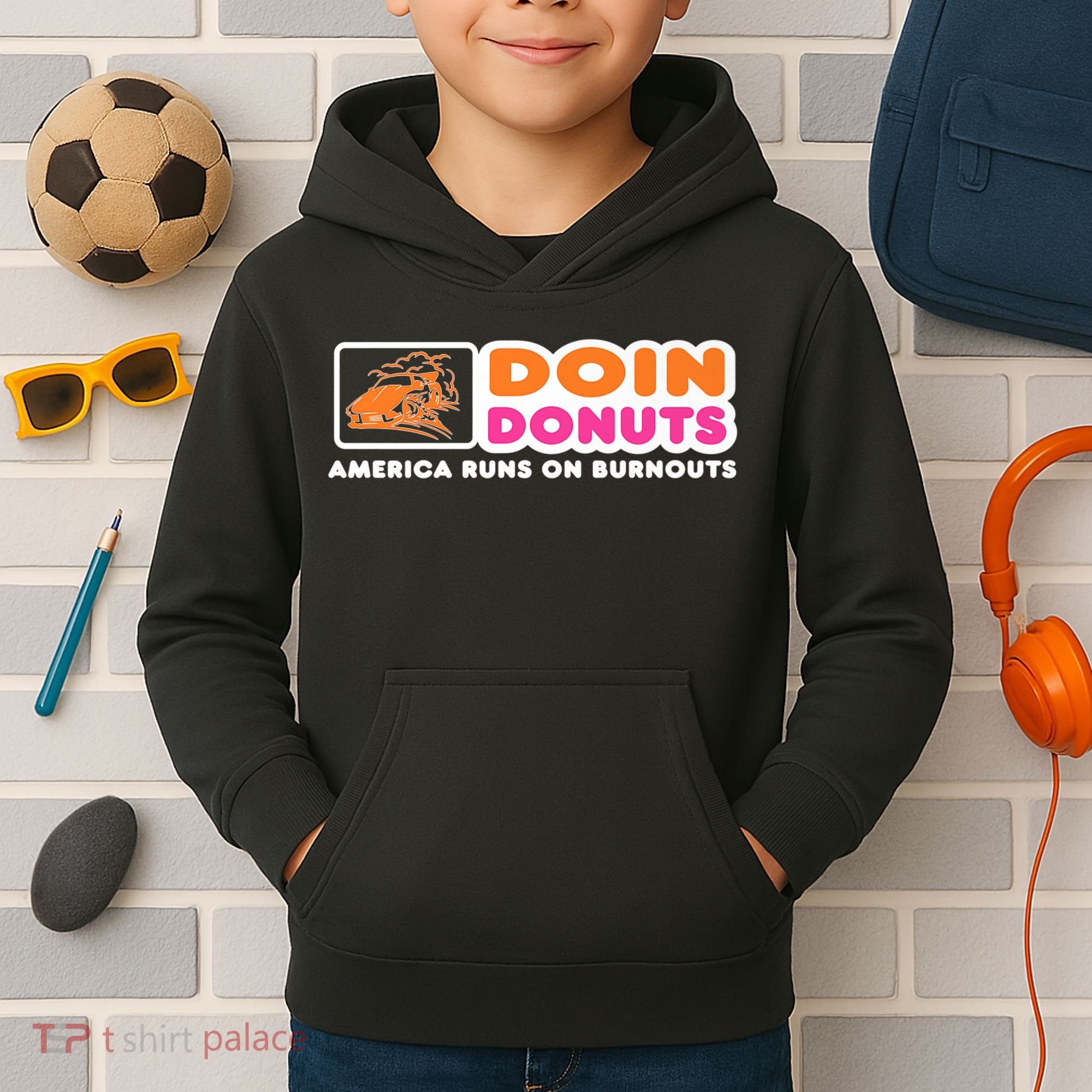Doin Donuts Funny Burnout Racing Car Enthusiast Kids Hoodie