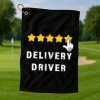 Delivery Driver Five Star Food Dash Grub Grocery Golf Towel thumb 1