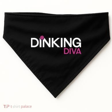 Dinking Diva Funny Pickleball Breast Cancer Awareness Gift USA-Made Doggie Bandana