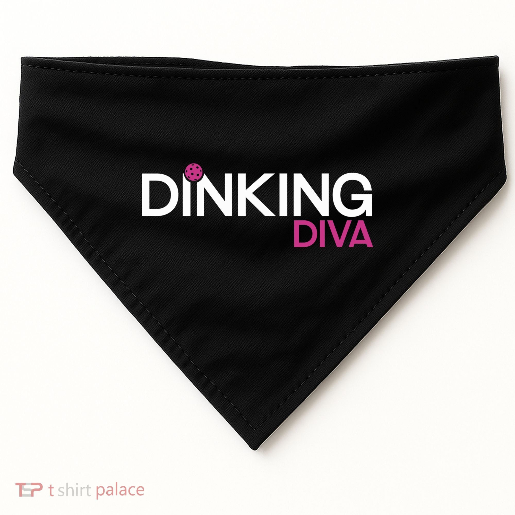 Dinking Diva Funny Pickleball Breast Cancer Awareness Gift USA-Made Doggie Bandana