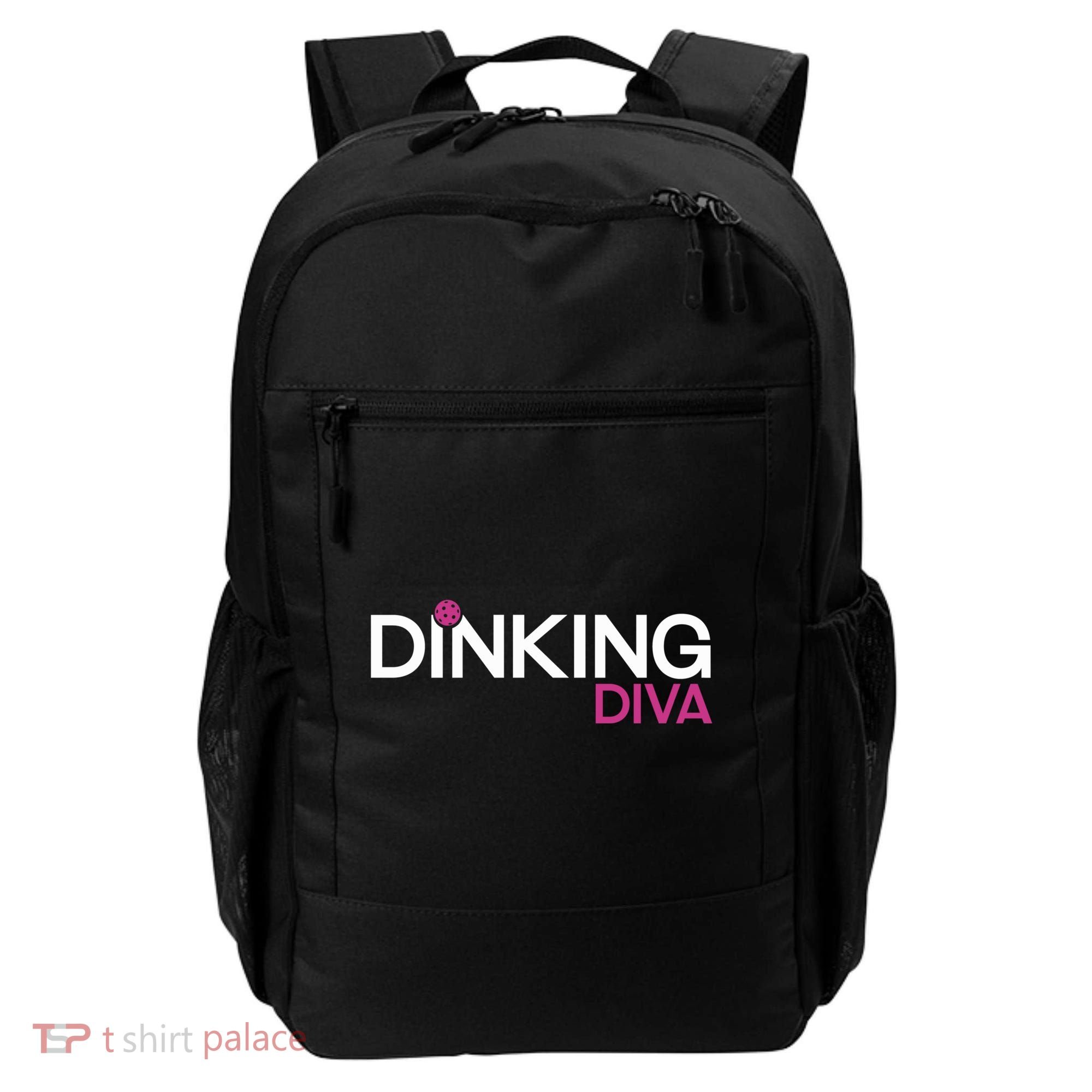 Dinking Diva Funny Pickleball Breast Cancer Awareness Gift Backpack