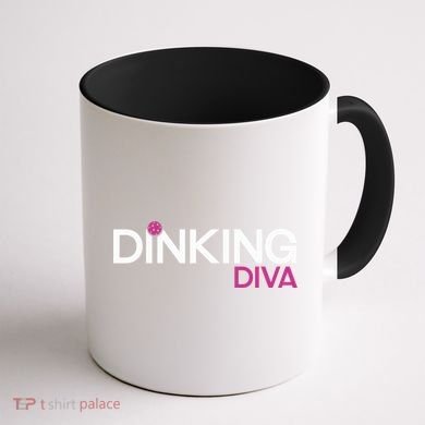 Dinking Diva Funny Pickleball Breast Cancer Awareness Gift Coffee Mug back