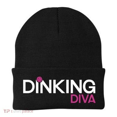 Dinking Diva Funny Pickleball Breast Cancer Awareness Gift Beanie