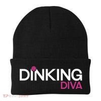 Dinking Diva Funny Pickleball Breast Cancer Awareness Gift Beanie thumb 0