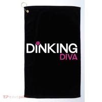 Dinking Diva Funny Pickleball Breast Cancer Awareness Gift Golf Towel thumb 0