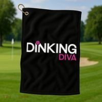 Dinking Diva Funny Pickleball Breast Cancer Awareness Gift Golf Towel thumb 1