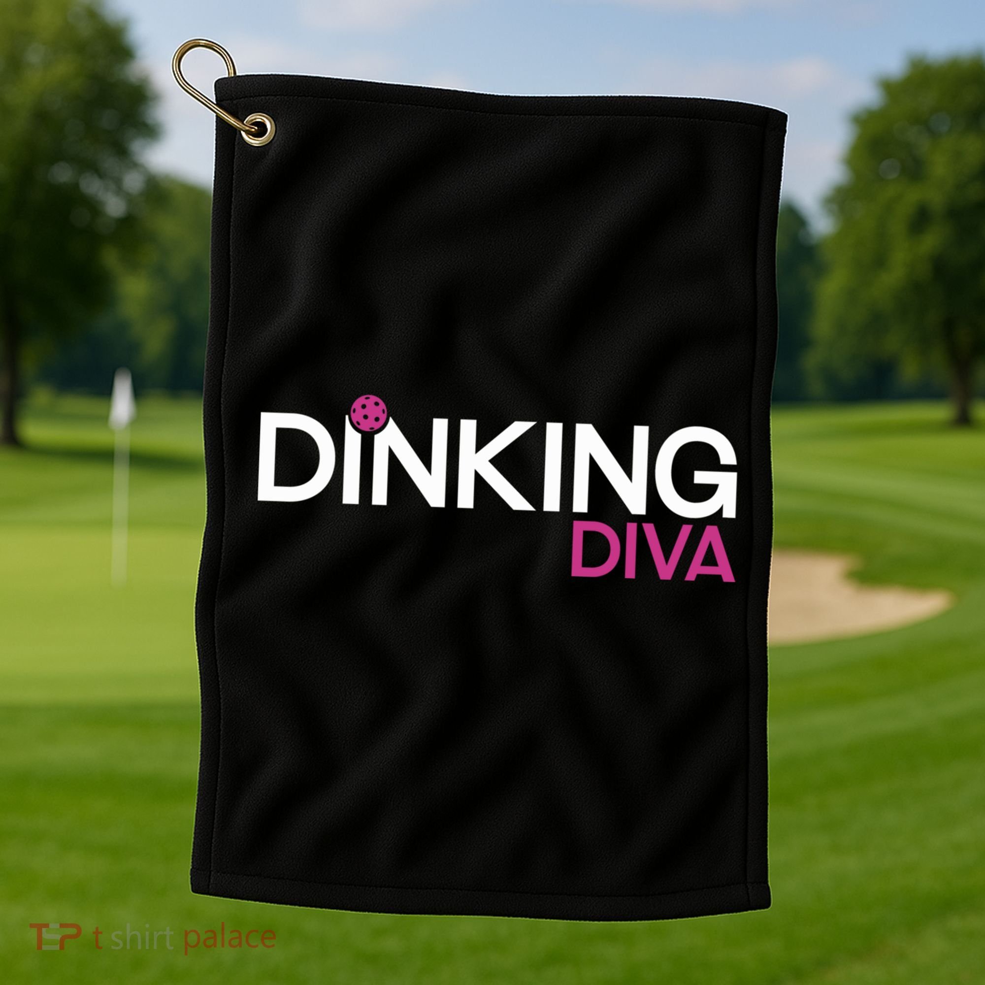 Dinking Diva Funny Pickleball Breast Cancer Awareness Gift Golf Towel