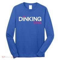 Dinking Diva Funny Pickleball Breast Cancer Awareness Gift Long Sleeve Shirt thumb 0