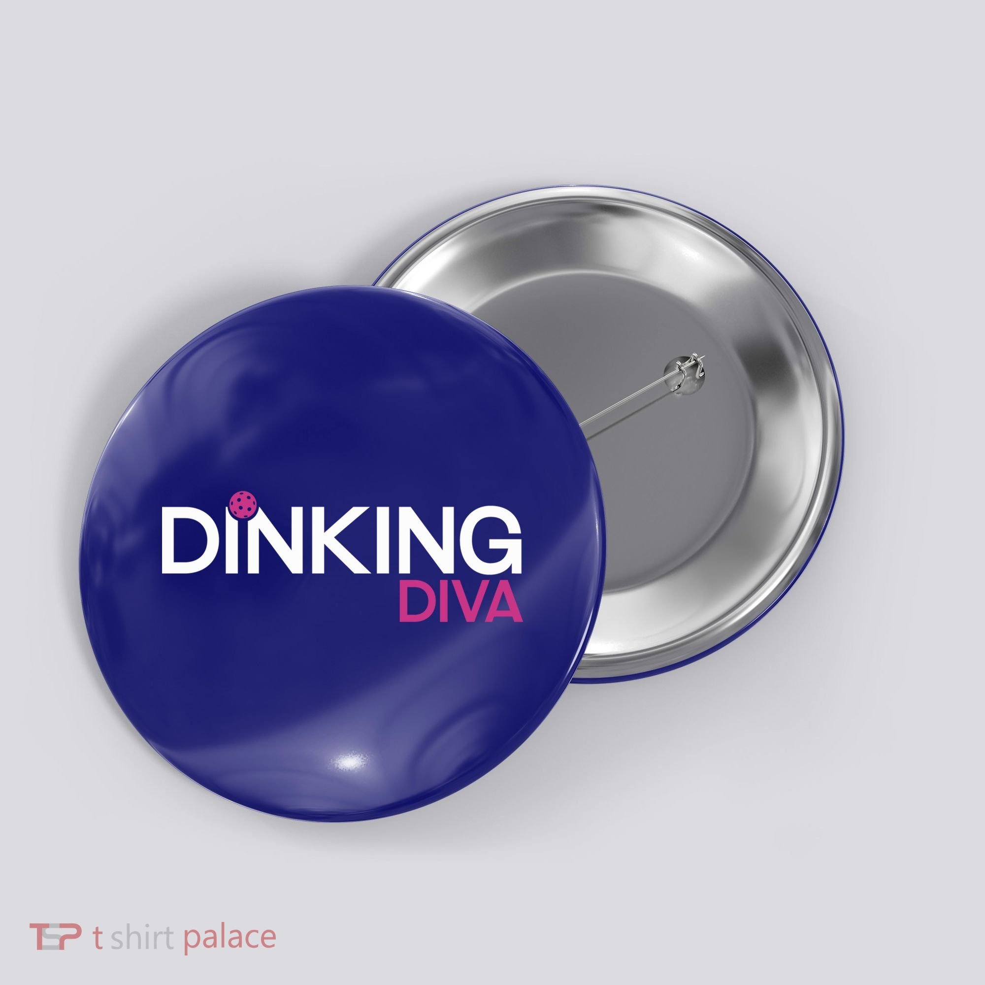 Dinking Diva Funny Pickleball Breast Cancer Awareness Gift Button