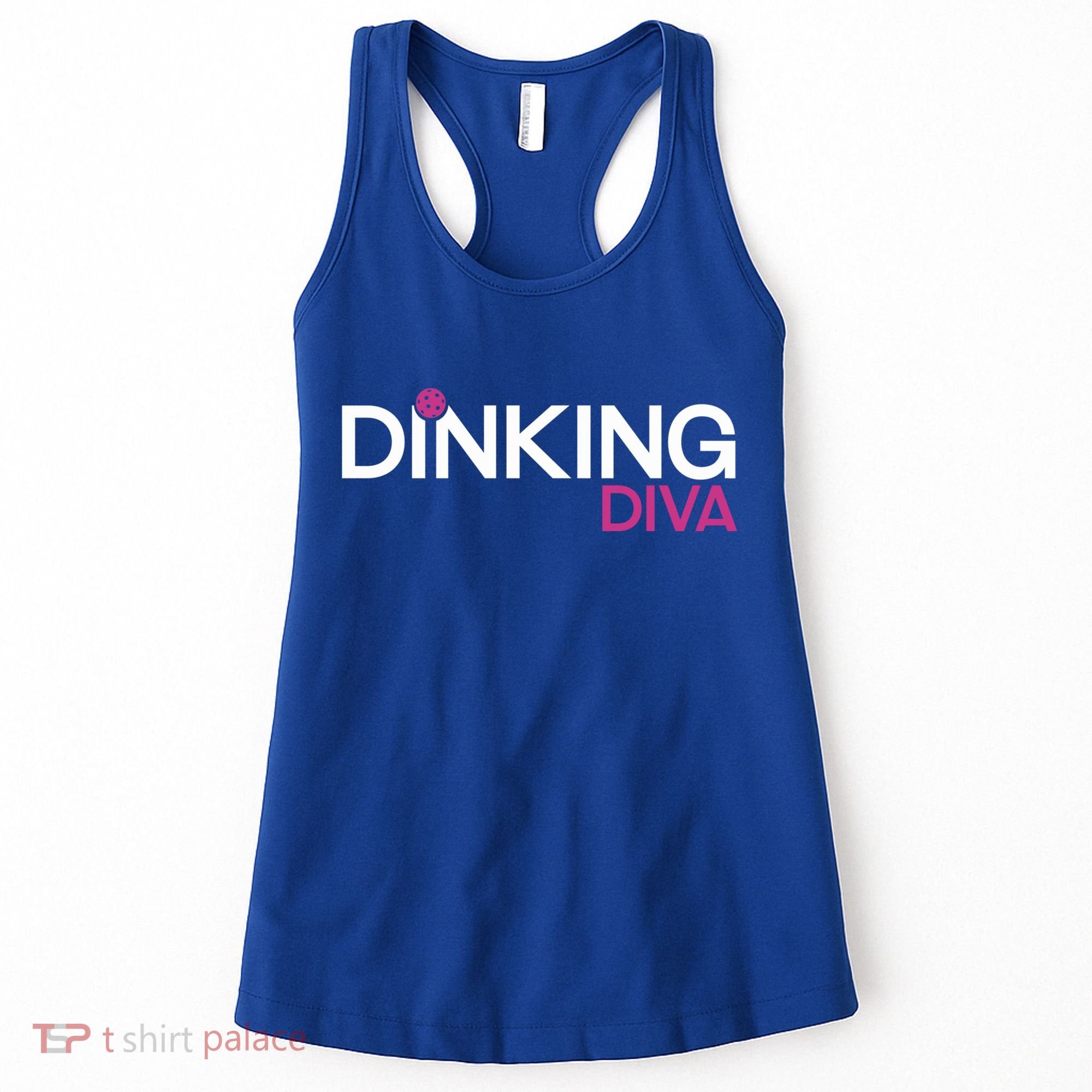 Dinking Diva Funny Pickleball Breast Cancer Awareness Gift Women's Tank Top