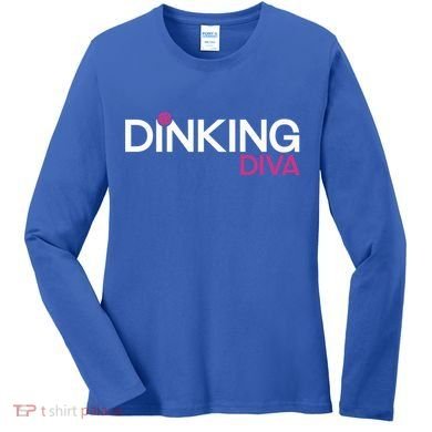 Dinking Diva Funny Pickleball Breast Cancer Awareness Gift Women's Long Sleeve Shirt