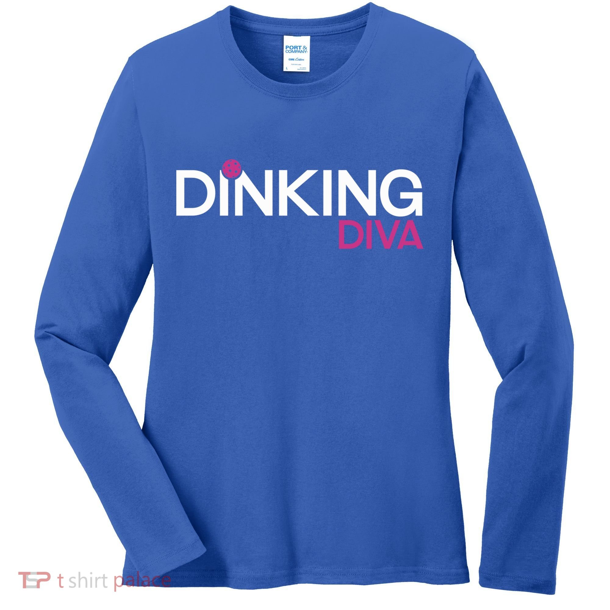 Dinking Diva Funny Pickleball Breast Cancer Awareness Gift Women's Long Sleeve Shirt