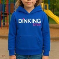 Dinking Diva Funny Pickleball Breast Cancer Awareness Gift Kids Hoodie thumb 3