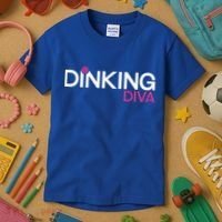 Dinking Diva Funny Pickleball Breast Cancer Awareness Gift Kids T-Shirt thumb 3