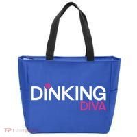 Dinking Diva Funny Pickleball Breast Cancer Awareness Gift Tote Bag thumb 0