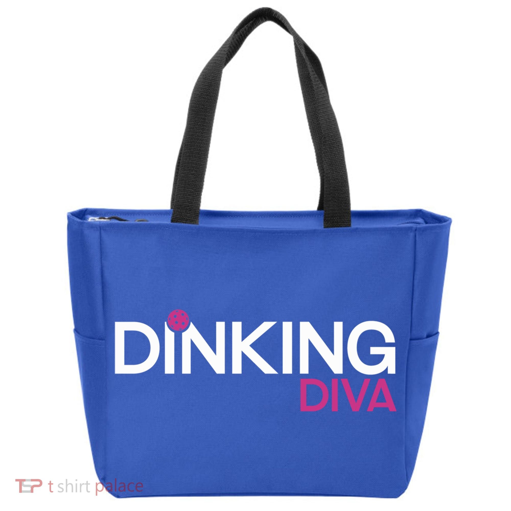 Dinking Diva Funny Pickleball Breast Cancer Awareness Gift Tote Bag