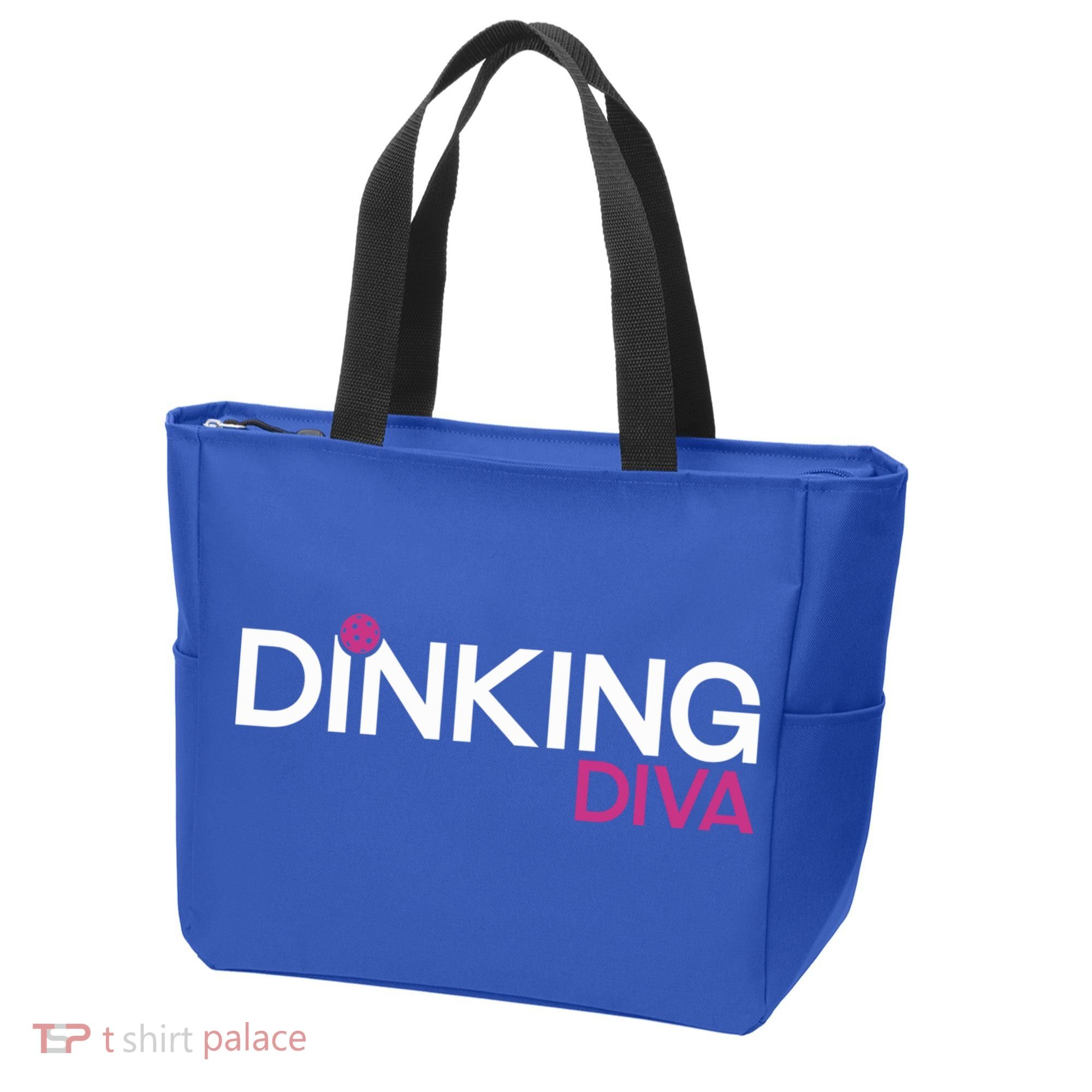 Dinking Diva Funny Pickleball Breast Cancer Awareness Gift Tote Bag