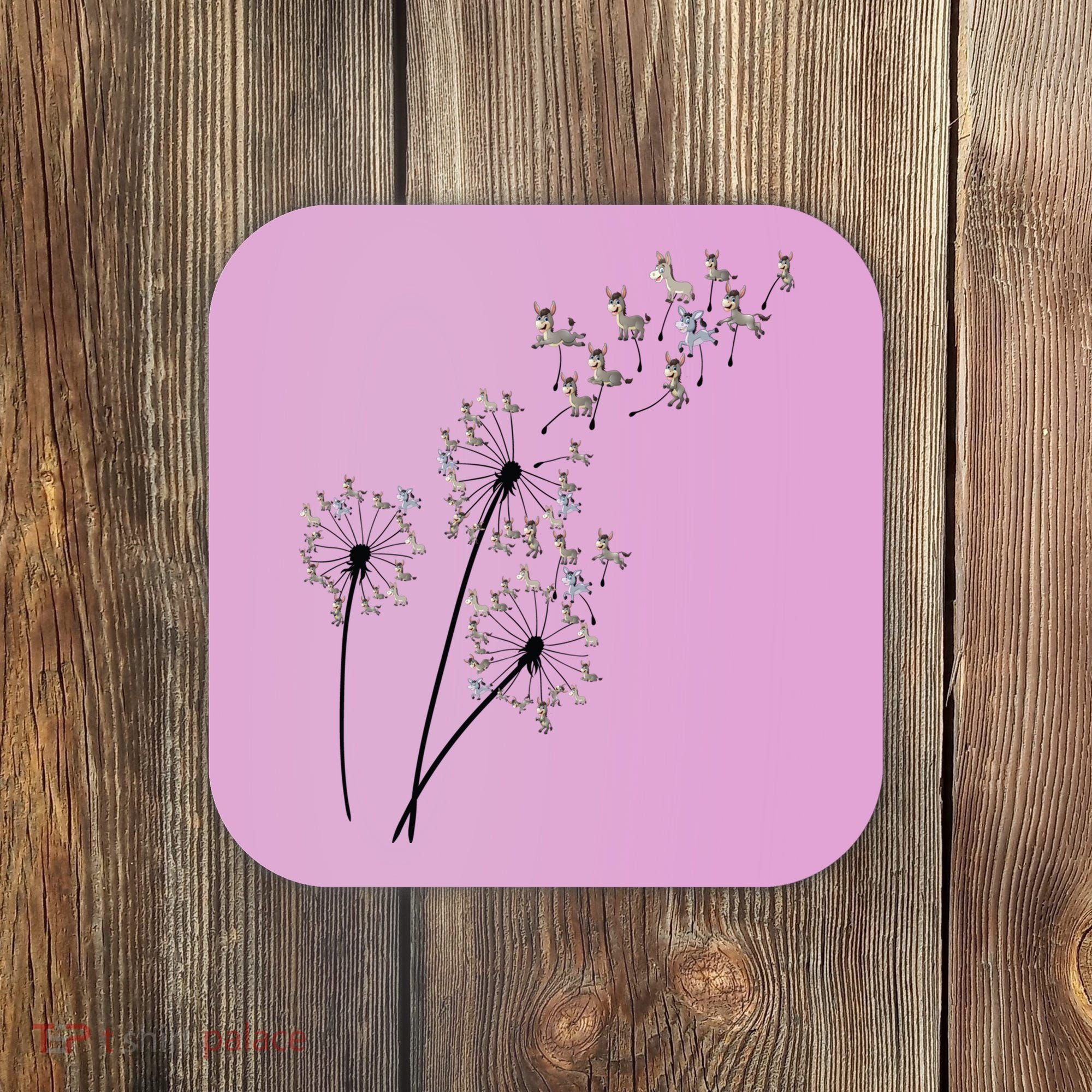 Dandelion Donkey Flower Floral Donkey Tree Lover Gift Coaster
