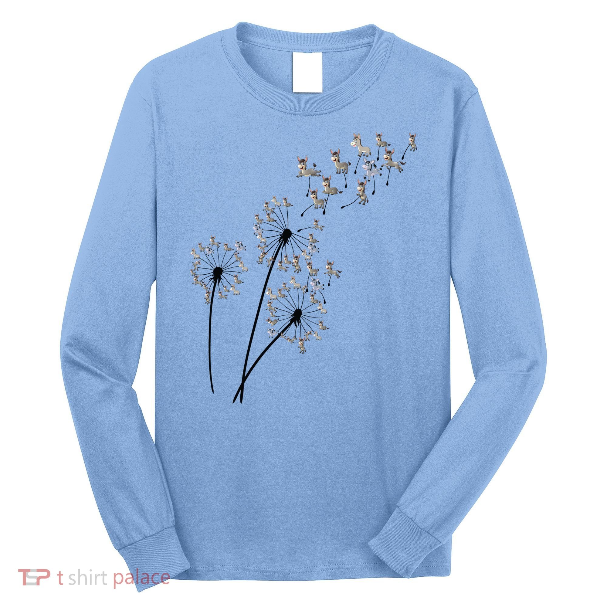 Dandelion Donkey Flower Floral Donkey Tree Lover Gift Long Sleeve Shirt