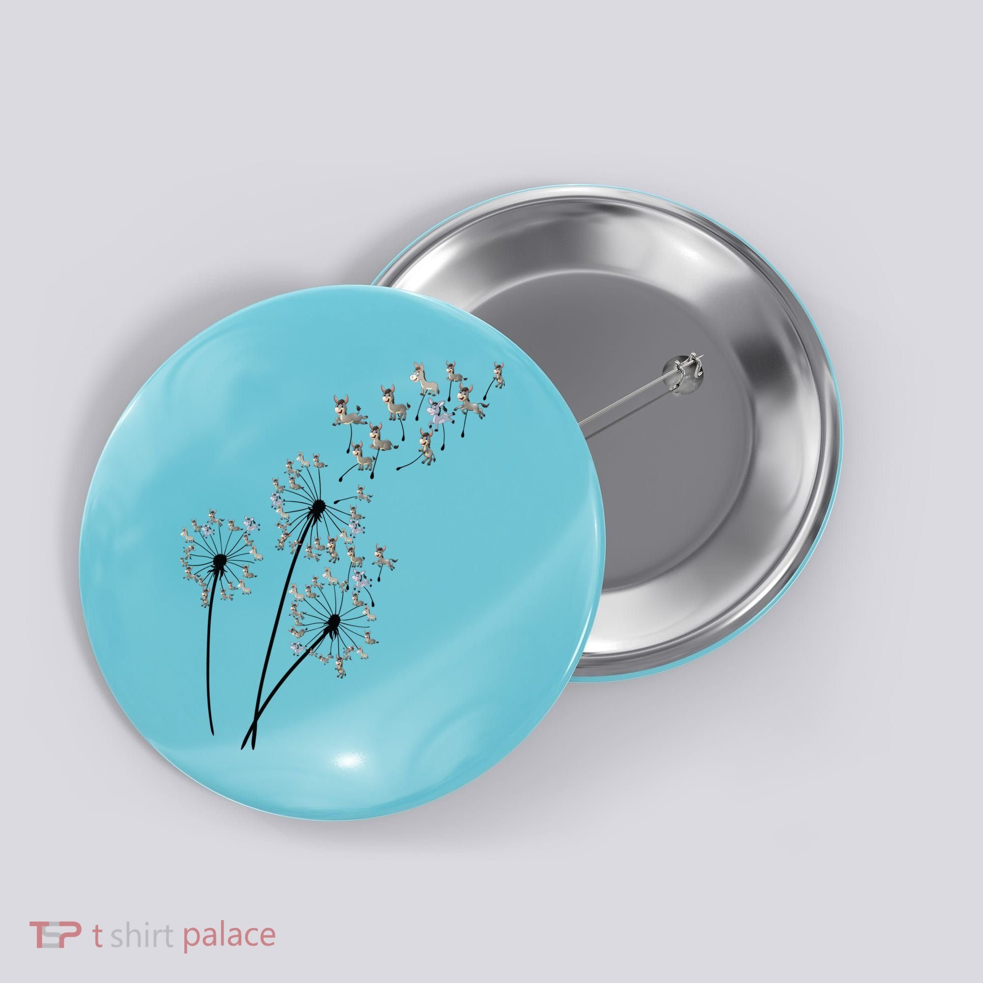 Dandelion Donkey Flower Floral Donkey Tree Lover Gift Button