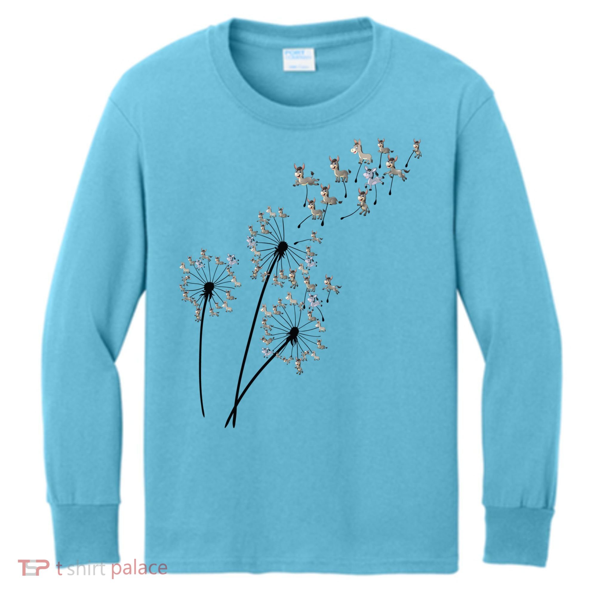 Dandelion Donkey Flower Floral Donkey Tree Lover Gift Kids Long Sleeve Shirt