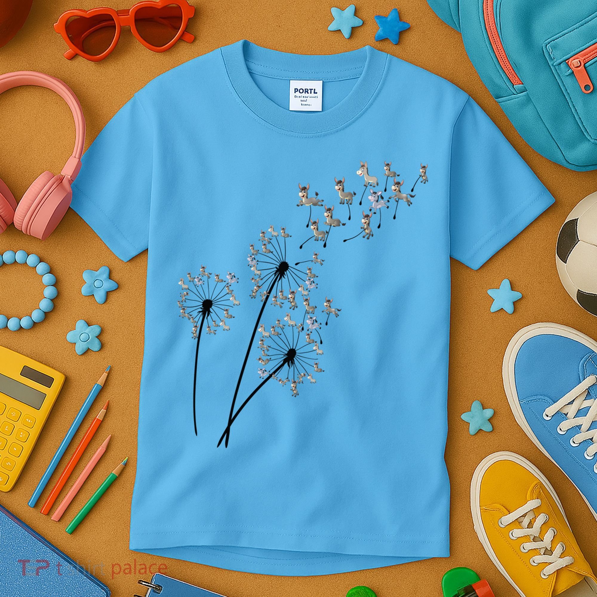 Dandelion Donkey Flower Floral Donkey Tree Lover Gift Kids T-Shirt