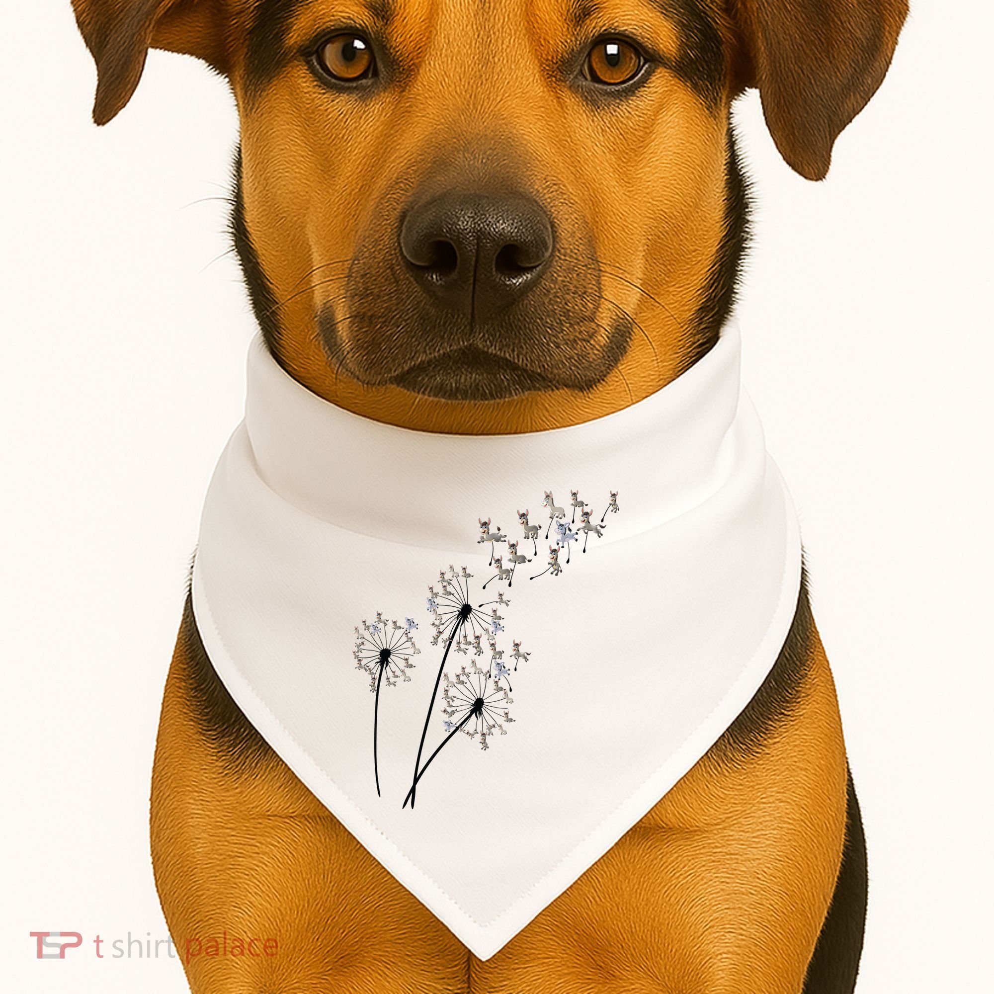 Dandelion Donkey Flower Floral Donkey Tree Lover Gift USA-Made Doggie Bandana