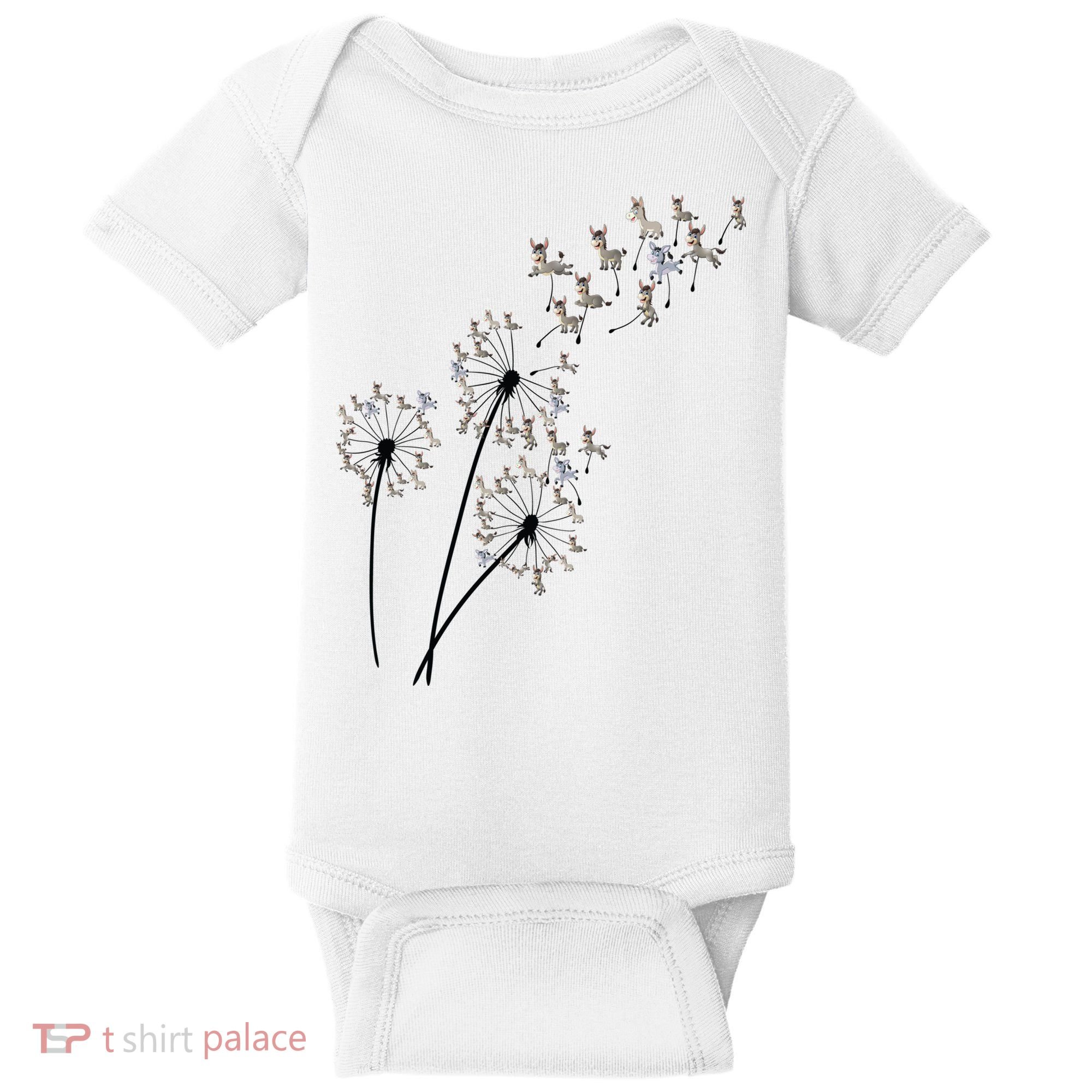 Dandelion Donkey Flower Floral Donkey Tree Lover Gift Baby Bodysuit