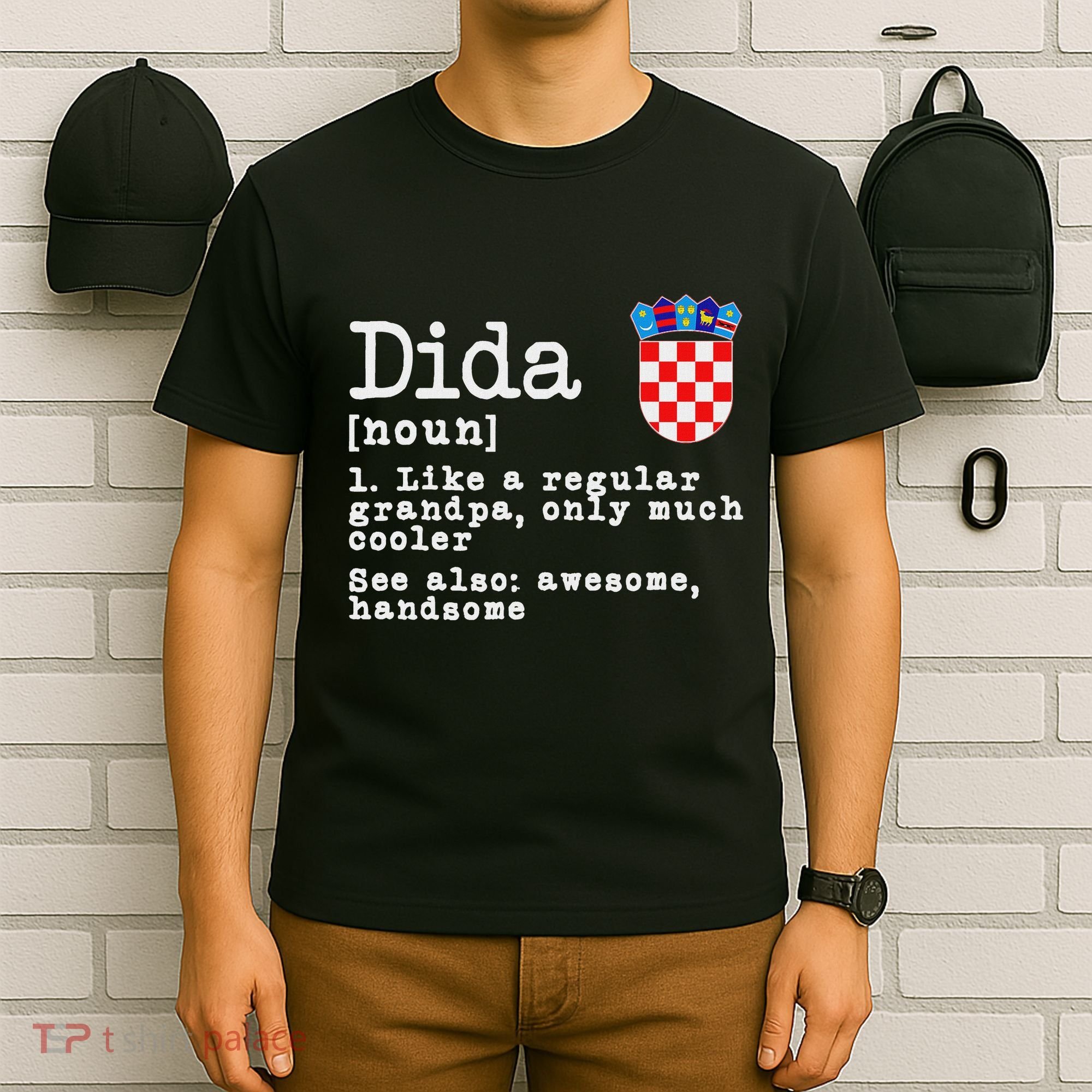 Dida Definition Funny Croatian Dad Croatia Flag Father’S Day T-Shirt
