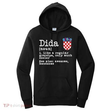 Dida Definition Funny Croatian Dad Croatia Flag Father’S Day Women's Hoodie