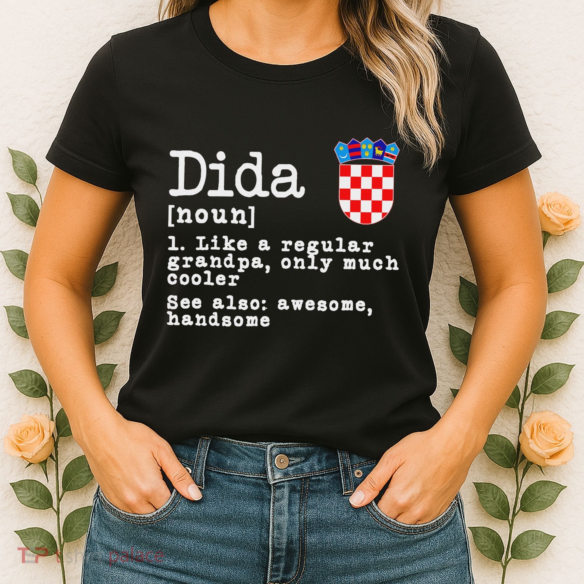 Dida Definition Funny Croatian Dad Croatia Flag Father’S Day Women's T-Shirt