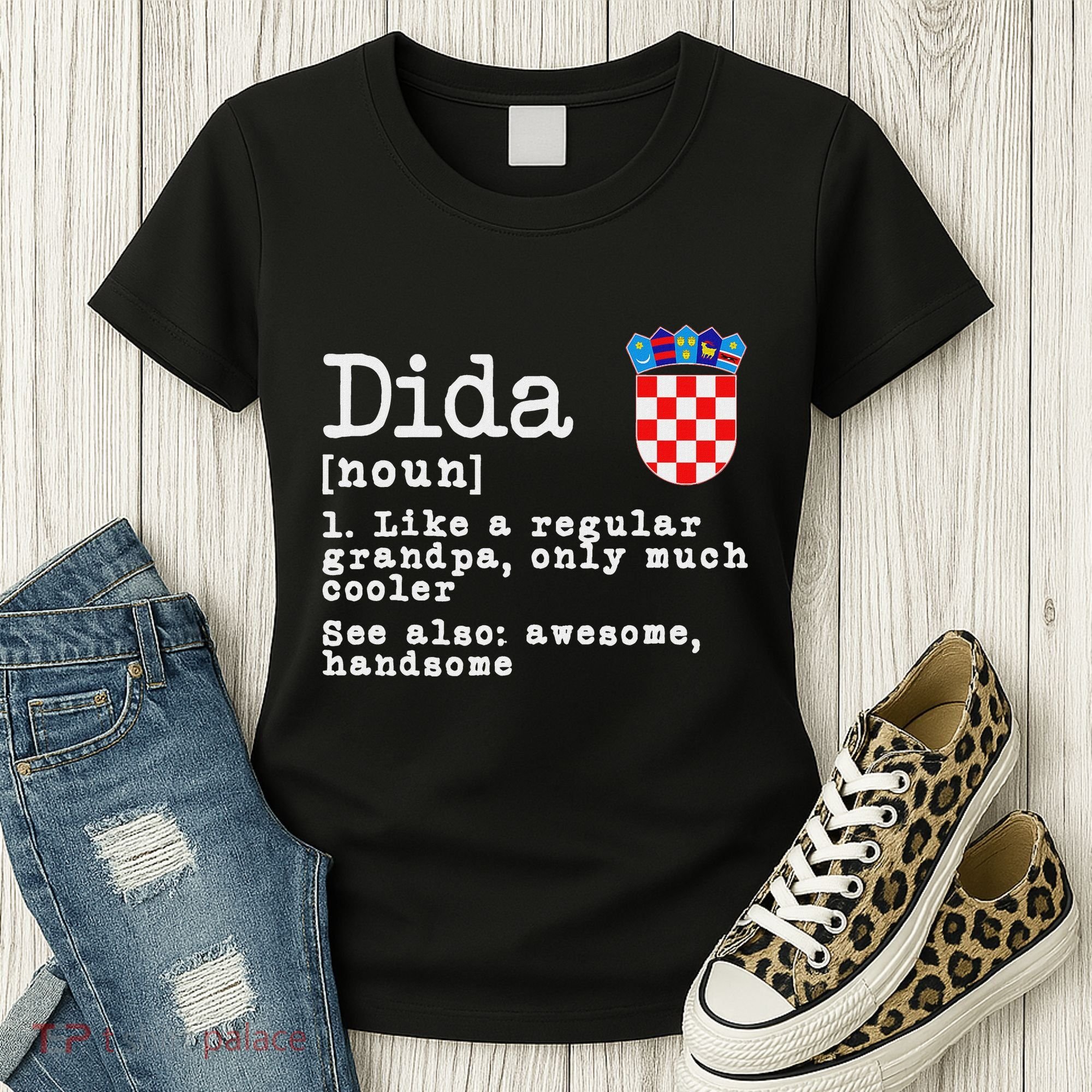 Dida Definition Funny Croatian Dad Croatia Flag Father’S Day Women's T-Shirt