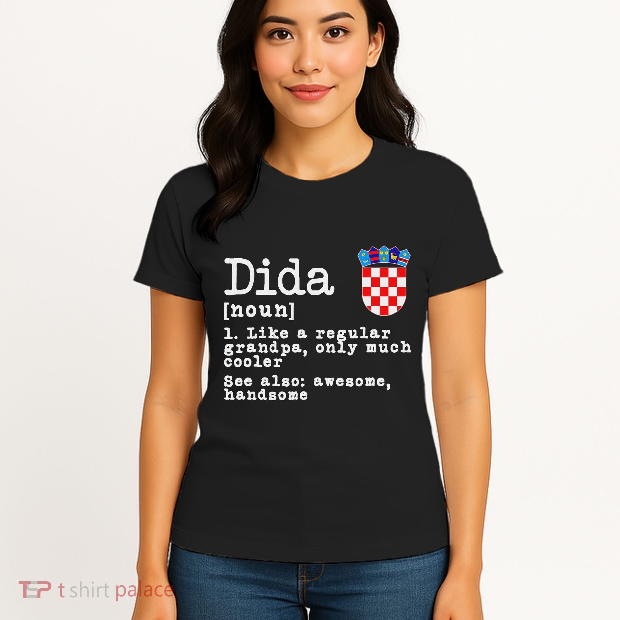 Dida Definition Funny Croatian Dad Croatia Flag Father’S Day Women's T-Shirt