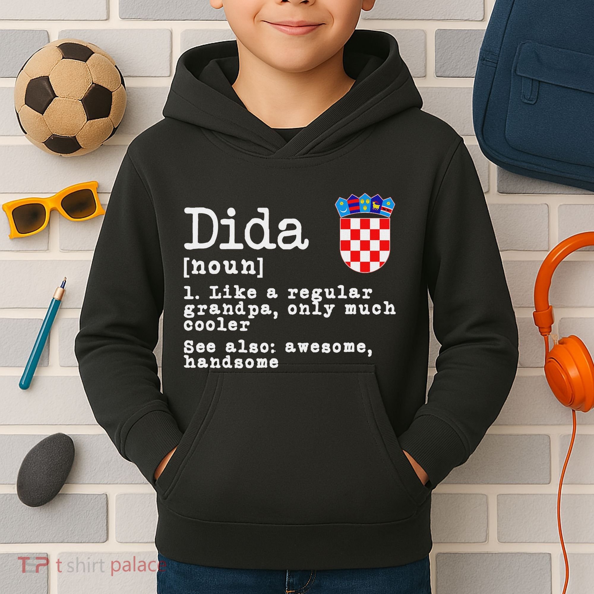 Dida Definition Funny Croatian Dad Croatia Flag Father’S Day Kids Hoodie